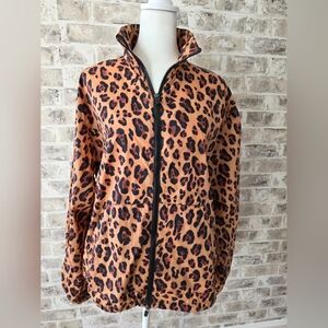 Fabletics Leopard Print Lightweight Windbreaker Zip Up Jacket Size XS